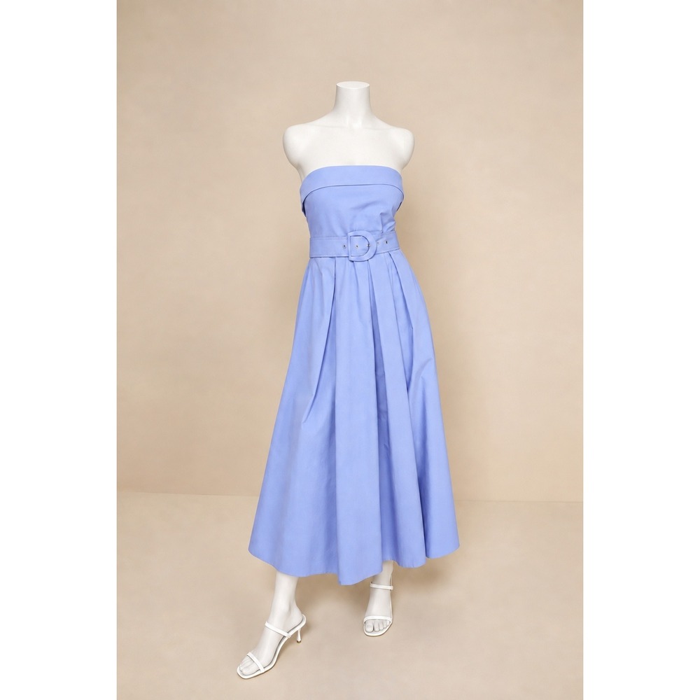 Lulus Trendsetting Choice Periwinkle Strapless Midi Dress Belted Medium Womens